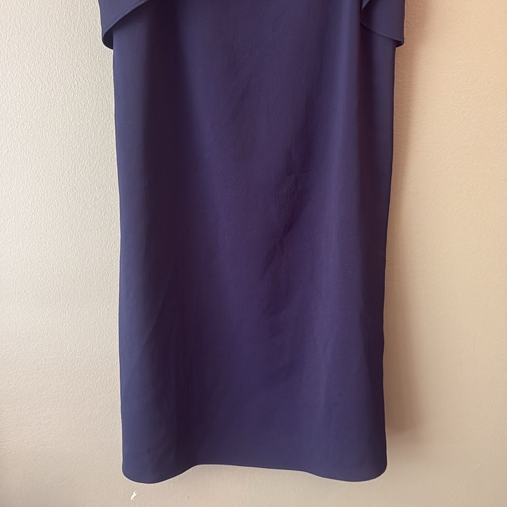 Alice + Olivia Etta Ruffle-Trimmed Crepe Mini Cocktail Dress Navy Blue Sz M - Picture 5 of 8